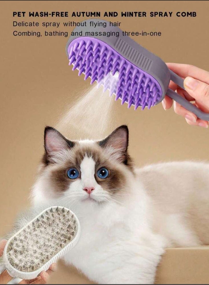 فرشاة بخارية للقطط، 3 في 1 فرشاة بخارية للقطط، فرشاة بخارية للقطط للتدليك، فرشاة متعددة الوظائف للعناية بالقطط، القضاء على الشعر المتطاير والشعر المتشابك، فرشاة شعر القطط - Image 2